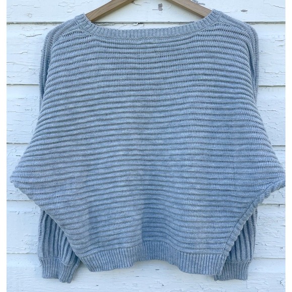 Harper Heritage Sweater Crop Ribbed Gray Doleman Sleeve Womens sz Medium 90's - Picture 6 of 6